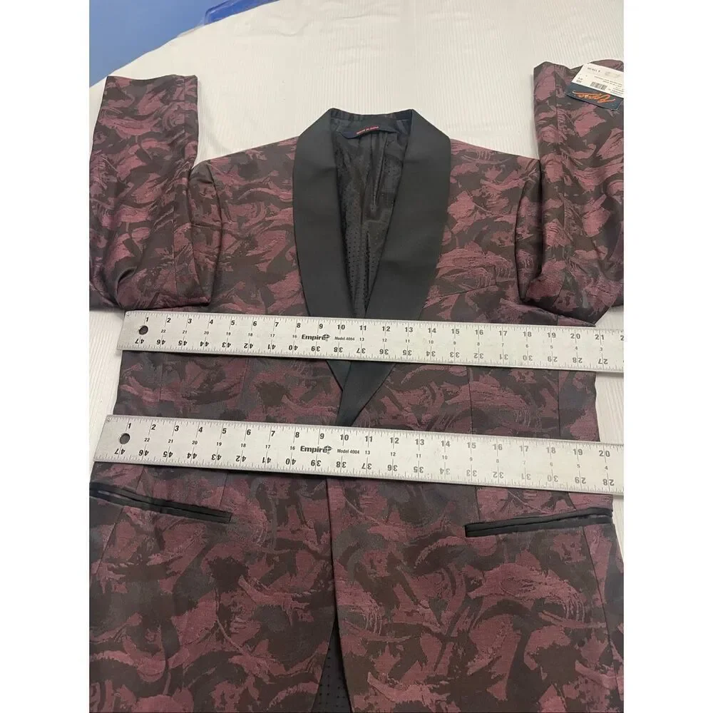 NWT Egara Men’s Black Plum Slim Fit Tuxedo Blazer Size 42R New